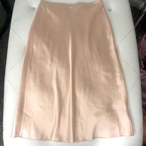 Vince Satin Midi Skirt in Blush